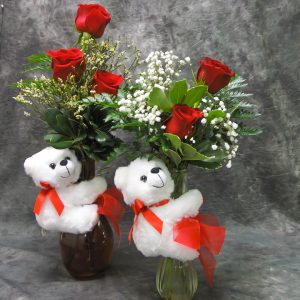 Roses with Teddy Bear Arrangement